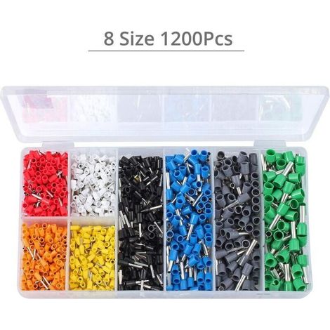 1200 Pcs Embouts (0.25-6Mm²) Connecteur À Sertir Pour Embouts De Fil Vfeng Connecteur De Ligne De Terminal Ensemble Des Embouts Avec Etui (1/4)