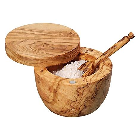 Contenitore per il sale Zassenhaus, in legno d'ulivo, diametro 9,5 x 7 cm (1/4)