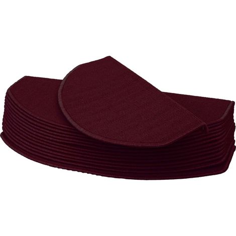 Lot de 15 tapis pour marches d'escalier HWC-G49, protection d'escalier, 65x25cm - semi-circulaire, bordeaux