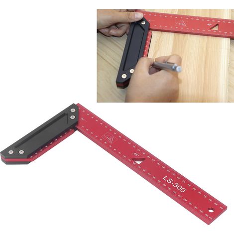 300 mm L-förmiger Messlineal aus Aluminiumlegierung für Holzbearbeitungsarbeiten, mit doppeltem 45°-Winkel (1/5)
