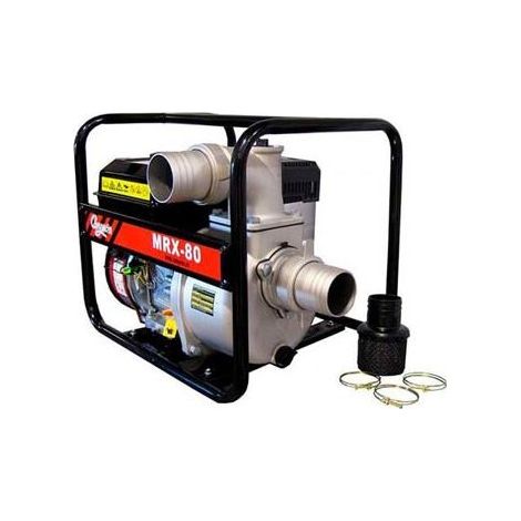 Motopompe MRX-80 – Débit 60 000 l/h – Hauteur refoulement 28 m – Auto-amorçante jusqu'à 7 m – Pompe aluminium 3-75 mm (1/2)