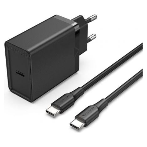 Cargador de Pared Vention FAHBF-EU/ 1xUSB Tipo-C + 2x Cable USB Tipo-C/ 25W
