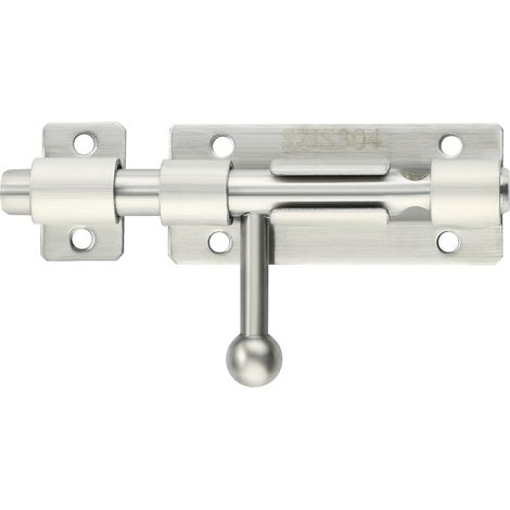 Loquet Coulissant Extérieur - 1 Pièce - Acier Inoxydable 304 Brossé - Serrure à Pêne avec Trou Cadenas - Porte Maison Bureau Garage - 10,2 cm (1/5)