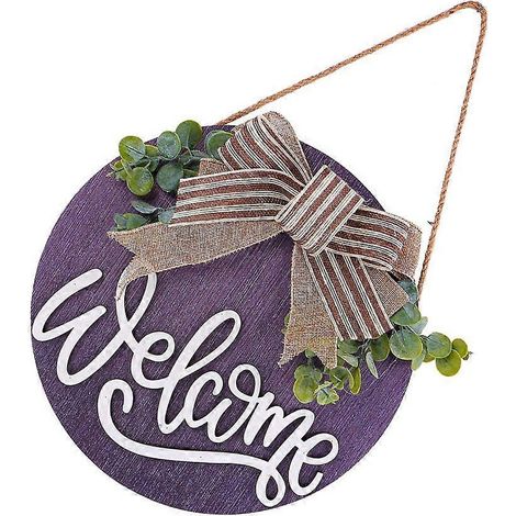 Décoration de panneau de bienvenue intérieur avec nœud papillon rond pour porte d'entrée