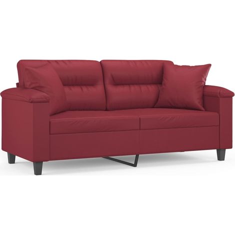 Maison Exclusive - Divano a 2 Posti con Cuscini Rosso Vino 140 cm in Similpelle (1/5)