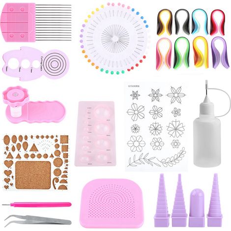 1 Kit DIY Art Papier Quilling avec Outils à Fentes, Bandes et Pince pour Décorations Créatives (1/5)