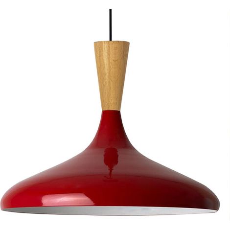 Lampe Suspendue Simple en Rouge – Lustre Vintage E27 Ø35 cm pour Salon, Chambre ou Salle à Manger (1/5)
