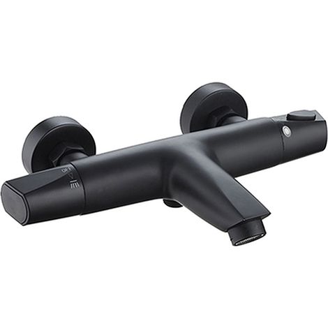 Edouard Rousseau – Mitigeur Thermostatique Bain-Douche NANKA Noir – Cartouche Thermostatique – Aérateur Grand Débit – Corps Froid – Entraxe 150 mm (1/2)