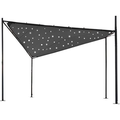 Tonnelle de jardin Nassau Ciel Étoilé 3,5 x 3,5 m – Structure en acier avec toile polyéthylène – 200 LEDs solaires – Hauteur 280 cm (1/5)