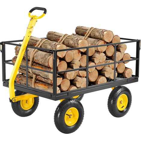 VEVOR Carrello da Giardino in Acciaio 635,03 kg Carrello da Giardino Trainabile per Impieghi Gravosi, Rimorchio da Giardino in Metallo per Esterni con Pneumatici da 330,2 mm Lati Rimovibili in Rete