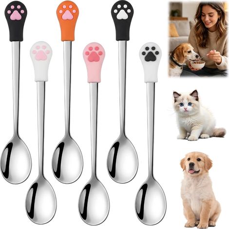 6-Piece Stainless Steel Pet Spoon Set Food Spoons (1/5)