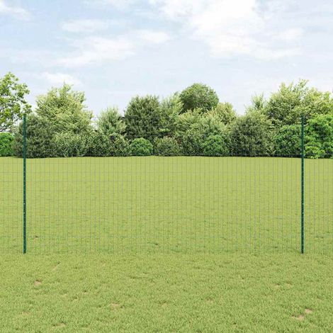 Zaun mit Pfosten Grün 1,5 x 10 m Stahl und PVC