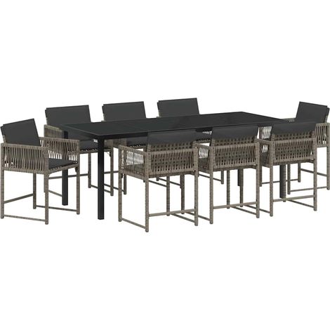 Maison Exclusive - Set da Pranzo per Giardino 9 pcs Grigio polyrattan