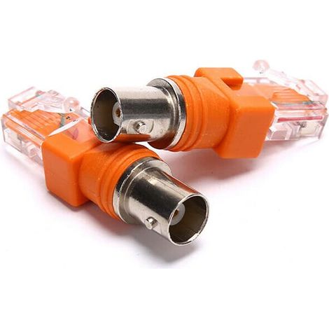 Lot de 2 Adaptateurs BNC Femelle vers RJ45 180° 50 Ohms, Coupleur RF Coaxial pour Tester et Mesurer (1/5)