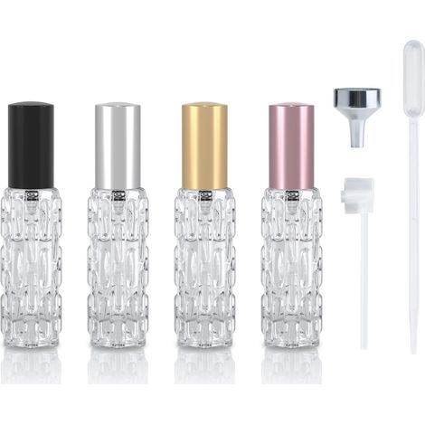 4 vaporisateurs parfum 10 ml – flacons vides verre multicolores rechargeables portables de poche