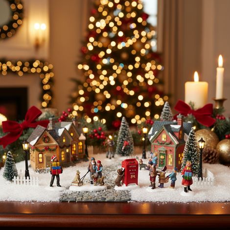 Statuette con persone in tema natalizio per villaggi di Natale in miniatura, set da 6 pezzi (1/4)