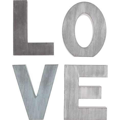 Wood Love Sign Distressed Retro Exquisite Freestanding Multicolor Design Letters LOVE Decoration Ornament (1/5)