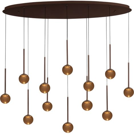 Lampe suspendue ovale Calina 12 lumières avec sphères ambrées - 24406/86/96 (1/3)