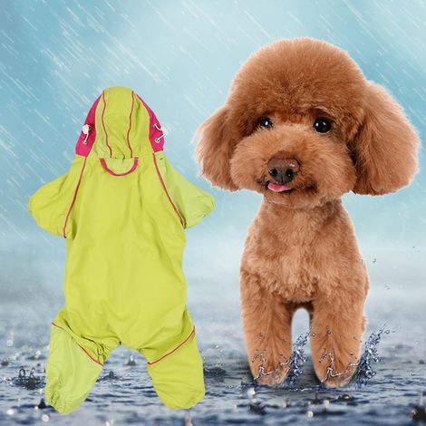 Imperméable une pièce épais pour chien et chat, à capuche, jaune (XXL) (1/5)