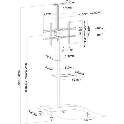 MOBILE FLAT SCREEN FLOOR STAND (HEIGHT: 130-162 CM) 0,000000 Noir (1/4)