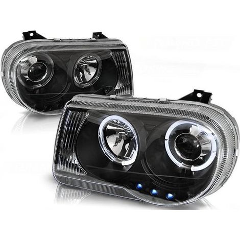Faros doble halo llantas CHRYSLER 300C 05-10 ANGEL EYES NEGRO