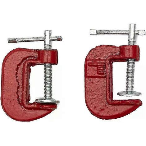 Lot de 2 serre-joints en G de 2,5 cm (1 pouce) pour le travail du bois, outils de bricolage et de menuiserie robustes en acier. (1/5)