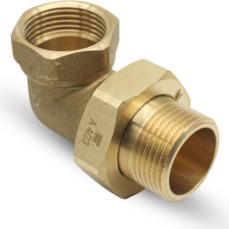 Raccord Coudé 90 Laiton 3/4" Pouce M-F Pack 3 Coude 90º+Raccord+Joint Torique Raccord Union Laiton Coude Plomberie Raccord 3 Pieces pour Raccord Tuyau d'Arrosage.. (1/5)