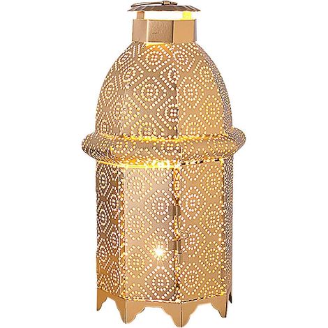 Lanterne porte-bougies en fer forgé, idéale pour la décoration intérieure (couleur : or, dimensions : 10 x 1 cm). (1/4)