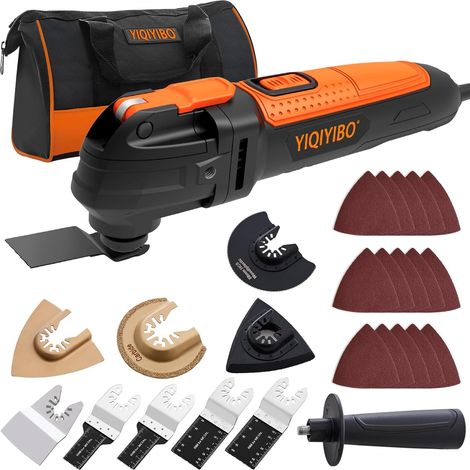 Outil Multifonction Oscillant, 300W Scie Oscillante, 6 Vitesses Variables 11000-21000RPM, Angle 3°, Changement Rapide des Lames, Multitool pour Couper, Poncer, Gratter, Scier (1/5)