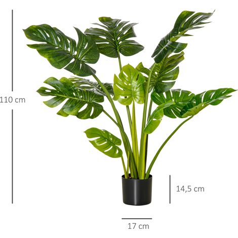 Plante artificielle Monstera de 110 cm en pot, plante d'intérieur décorative, plante de bureau, pot en plastique pour usage intérieur et extérieur (1/5)