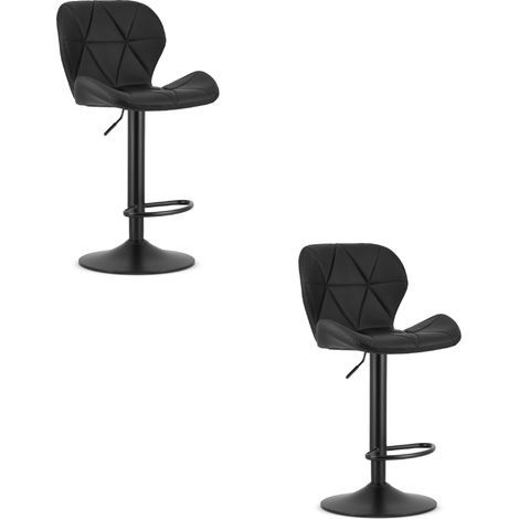 Tabouret de bar - leobert - west - simili cuir noirbase noire - 46 x 485 x 90 111 cm - lot de 2
