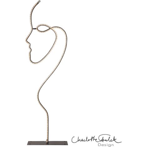 Star Trading Silhouette Grafico, noir, design graphique, visage, LED, blanc chaud, extérieur, 85 cm