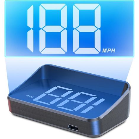 Projecteur de Compteur de Vitesse HUD, projecteur de Pare-Brise Compteur de Vitesse HUD avec GPS + Beidou, taux de rafraîchissement de 10 Hz (MPH blanc) (1/5)