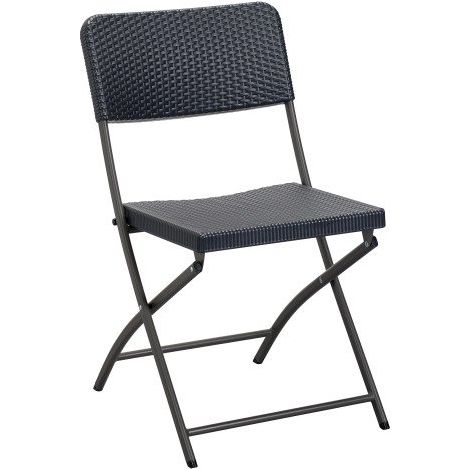 Ensemble de jardin Yeng - 1 table et 2 chaises pliantes - polyéthylène et métal - Maxiburo