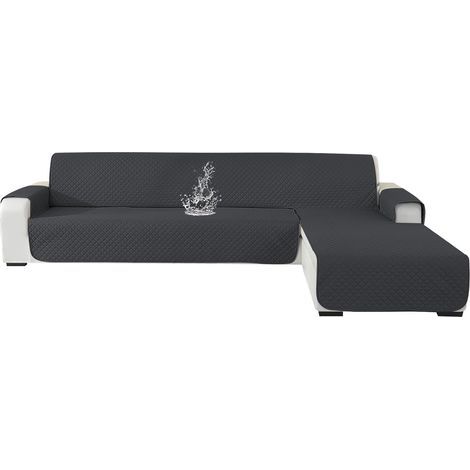 Ystyle Housse De Canapé d'angle 2 Places, Housse De Canapé Angle Gauche/Droit Universel Réversible, Protege Canape Angle Impermeable, Couvre Canapé d'angle Antidérapante (210cm, Gris Foncé) (1/5)