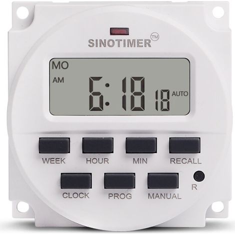 Zeitschaltuhr mit großem 1,6-Zoll-LCD-Bildschirm, 110 V AC/120 V, 7-Tage-Programmierung, mit integriertem Relais (TM618N-1 110-V-Zeitschaltuhr) – Crezuo