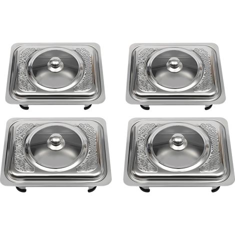 Bandeja para buffet, acero inoxidable, diseño elegante, 4 piezas (1/2)