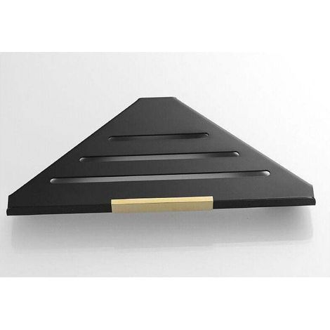 Panier de douche triangulaire en acier inoxydable pour salle de bain noire Étagère de douche d'angle de poinçonnage gratuit (1/5)