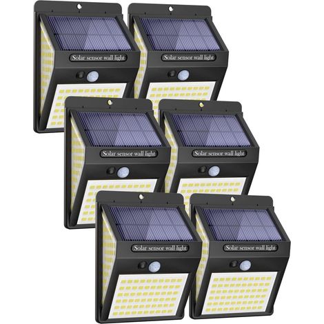 Luces solares para exteriores con sensor de movimiento, 140 LED, luz solar de pared impermeable IP65, 3 modos, sensor de movimiento para pared, poste, jardín y hogar (1/5)