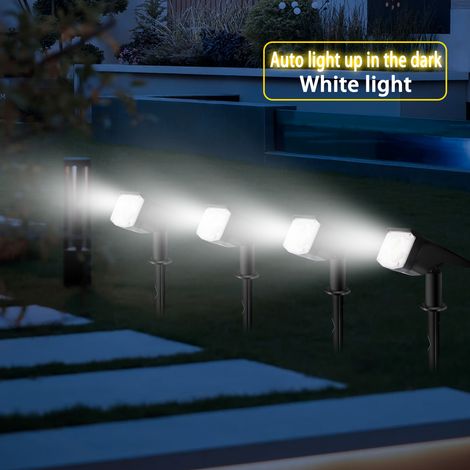 Lot de 4 projecteurs d'extérieur lumière blanche à 38 LED haute luminosité pour jardins,allées,arbres,pelouses, solaires (1/5)
