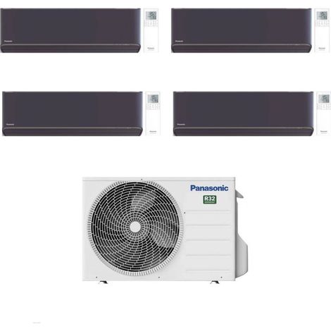 Panasonic Climatizzatore Quadri Split Etherea Dark 9+9+9+9 con CU-4Z80TBE Inverter R-32 Wi-Fi Classe A++