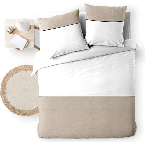 Douceur D'Intérieur – Parure de lit 3 pièces 240x220cm – Housse de couette 100% coton – Fermeture pression discrète – 2 taies d’oreiller Oeko-Tex (1/5)