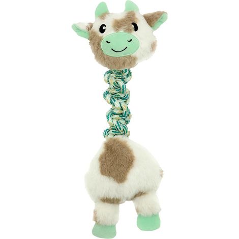 Gioco per cani elastic friends mucca verde beige 17x44x6 cm