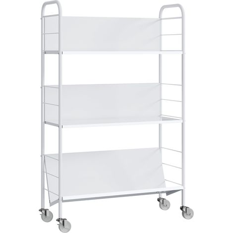 Estantería metálica con ruedas de 3 niveles, 69 x 26 x 108 cm, color blanco