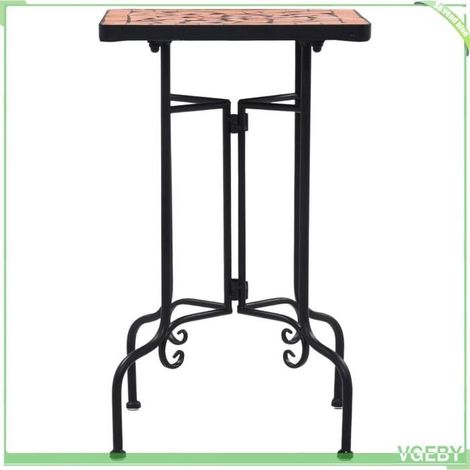 Table d'appoint - FAFEICY - 46709 - Mosaïque terre cuite - Cadre fer robuste - 35x35x56 cm (1/5)