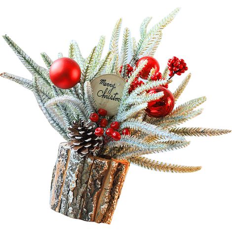 Décoration de table en bois, écorce de sapin de Noël, tonneau, bouquet artificiel, ornement pour la maison, l'hôtel ou le bureau. Panneau en bois. (1/5)