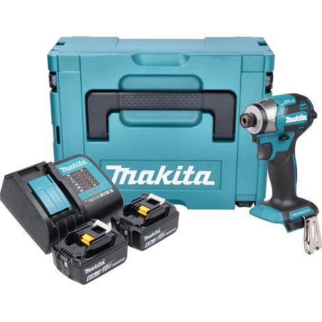 Llave de impacto sin cable Makita DTD 173 SGJ 18 V 180 Nm 1/4" sin escobillas + 2x batería recargable 6,0 Ah + cargador + Makpac