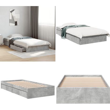Bettgestell mit Schubladen Betongrau 100x200 cm Holzwerkstoff - Bettesrahmen - Doppelbett - Holzbett - Bettkasten - Schlafzimmermöbel - Home & Living (1/5)