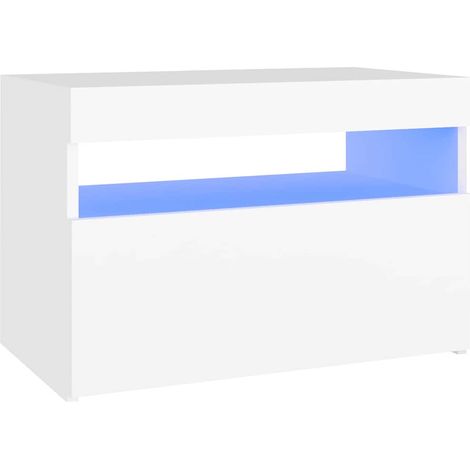 Maison Exclusive - Mesita de noche con luces LED contrachapada bl (1/5)