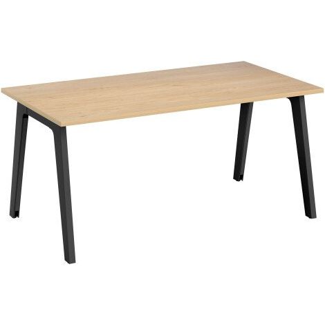 Bureau droit Exprim Arche chêne clair L 160 cm avec goulotte - Piètement anthracite - Maxiburo